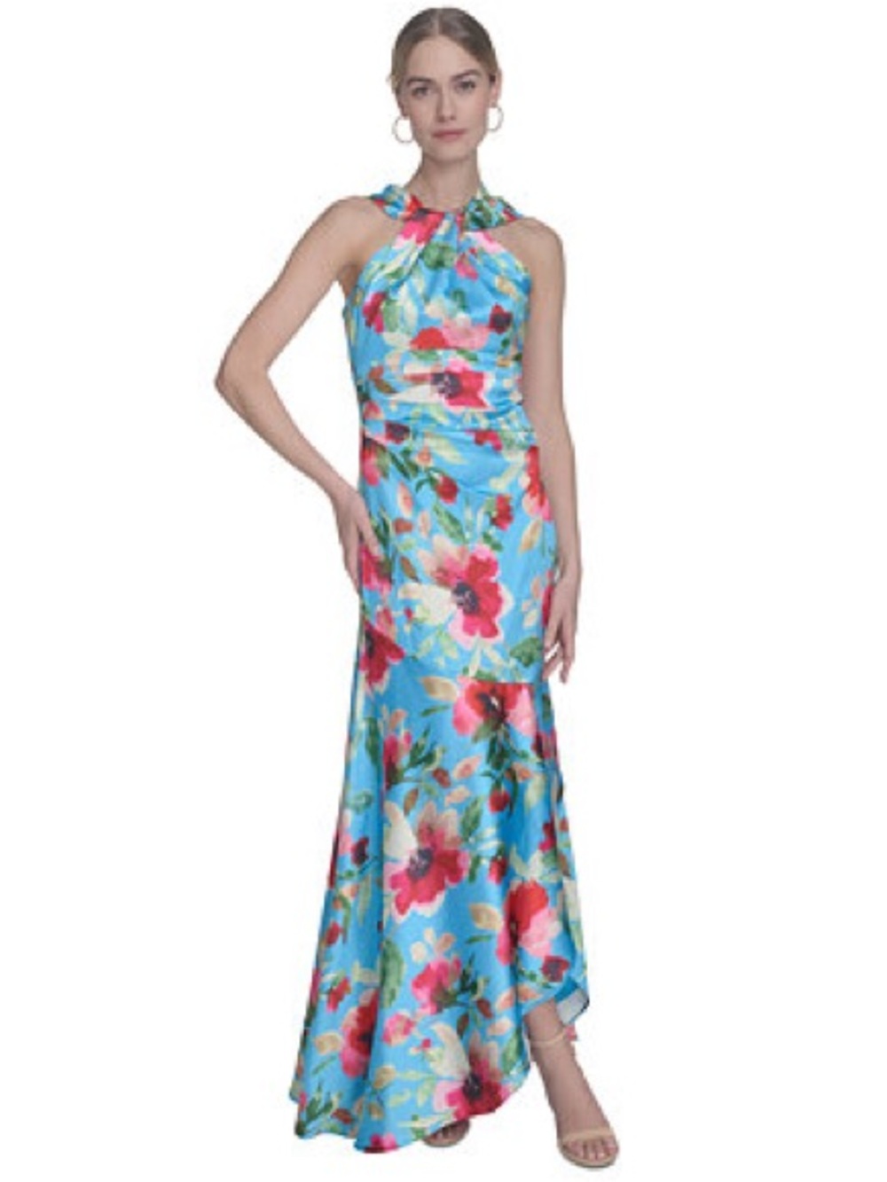 Eliza J Blue Floral Halter Maxi Dress